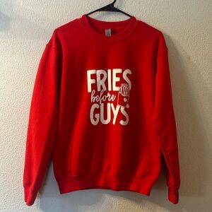 Fries before guys graphic sweatshirt size small